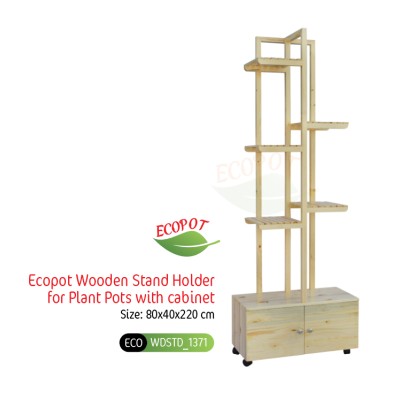 Ecopot Wooden Stand Holder for Plant Pots with cabinet